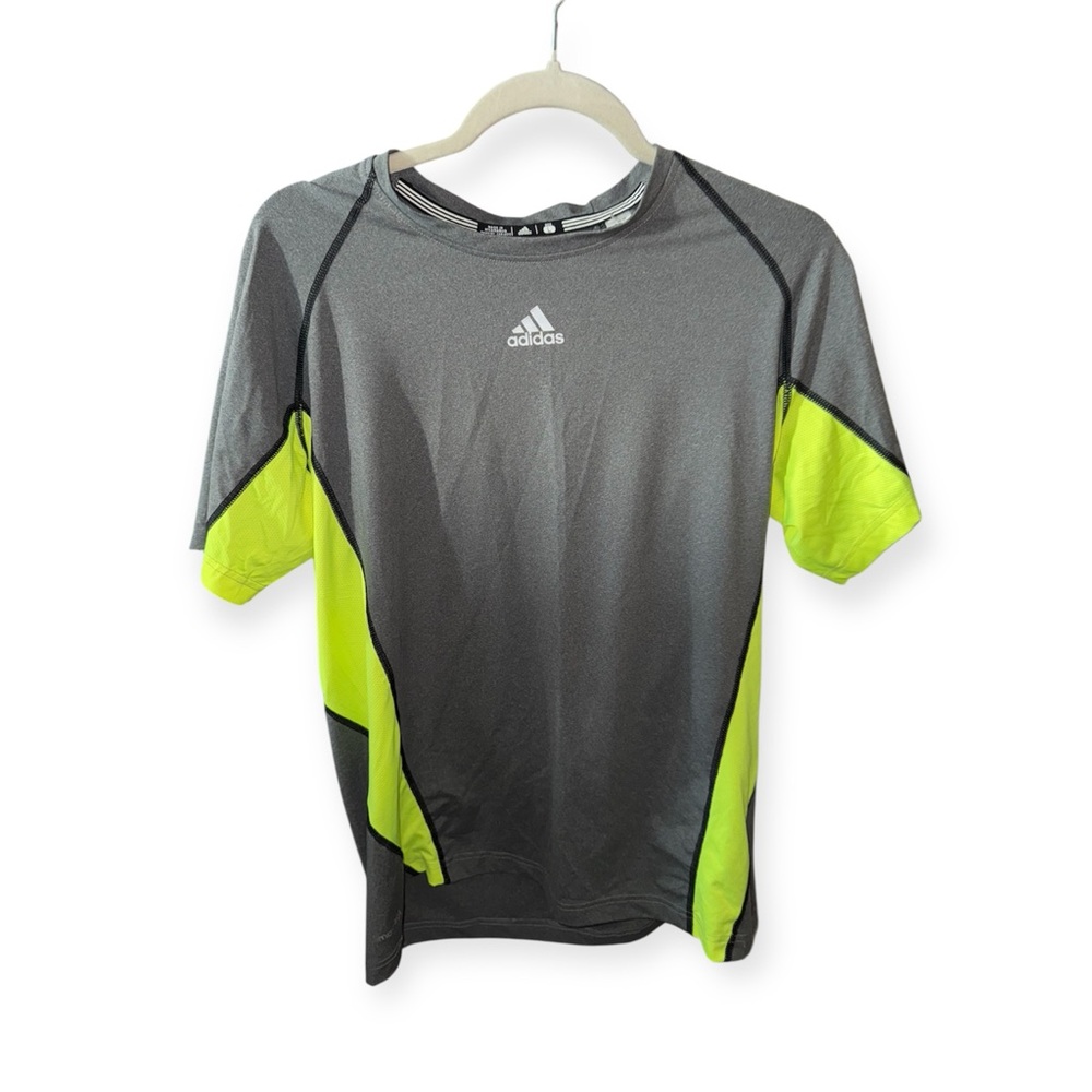 adidas Short Sleeve Shirt Men's S Gray/Yellow
